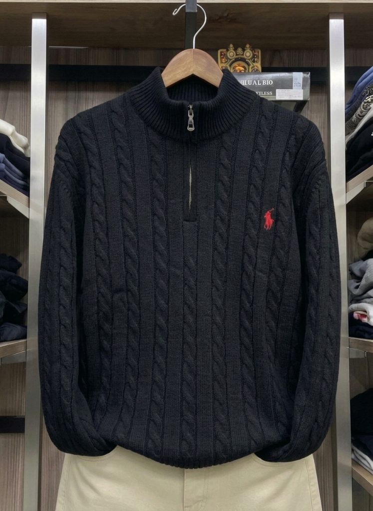 Pull Torsadé à Col Camionneur Zipper