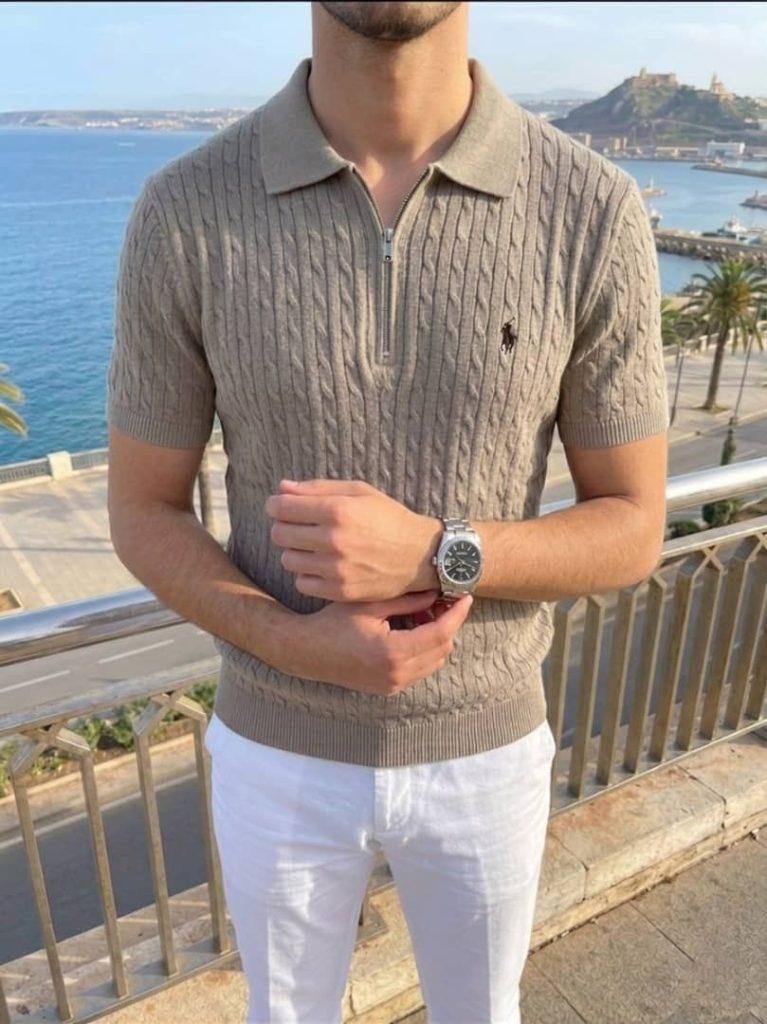Polo Ralph Lauren Pull à Quart de Zip Torsadé